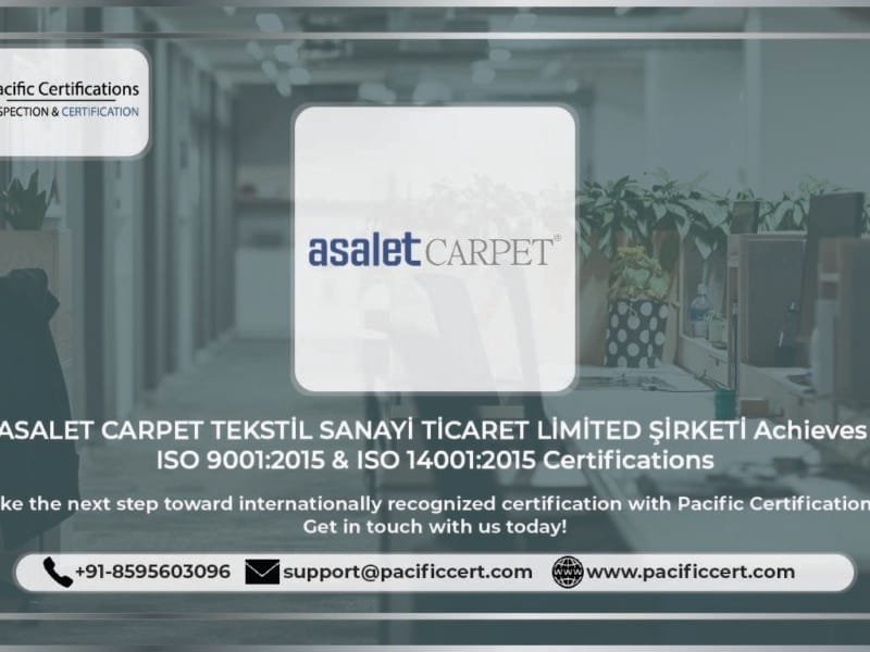 ASALET CARPET TEKSTİL SANAYİ TİCARET LİMİTED ŞİRKETİ Achieves ISO 9001:2015 & ISO 14001:2015 Certifications